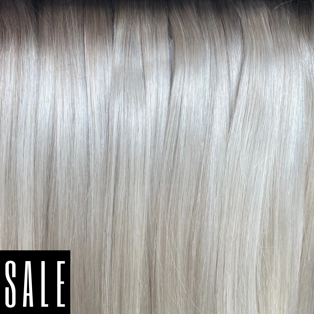 FINAL SALE - Rooted Platinum Ash Blonde - Airy Hand Tied Weft
