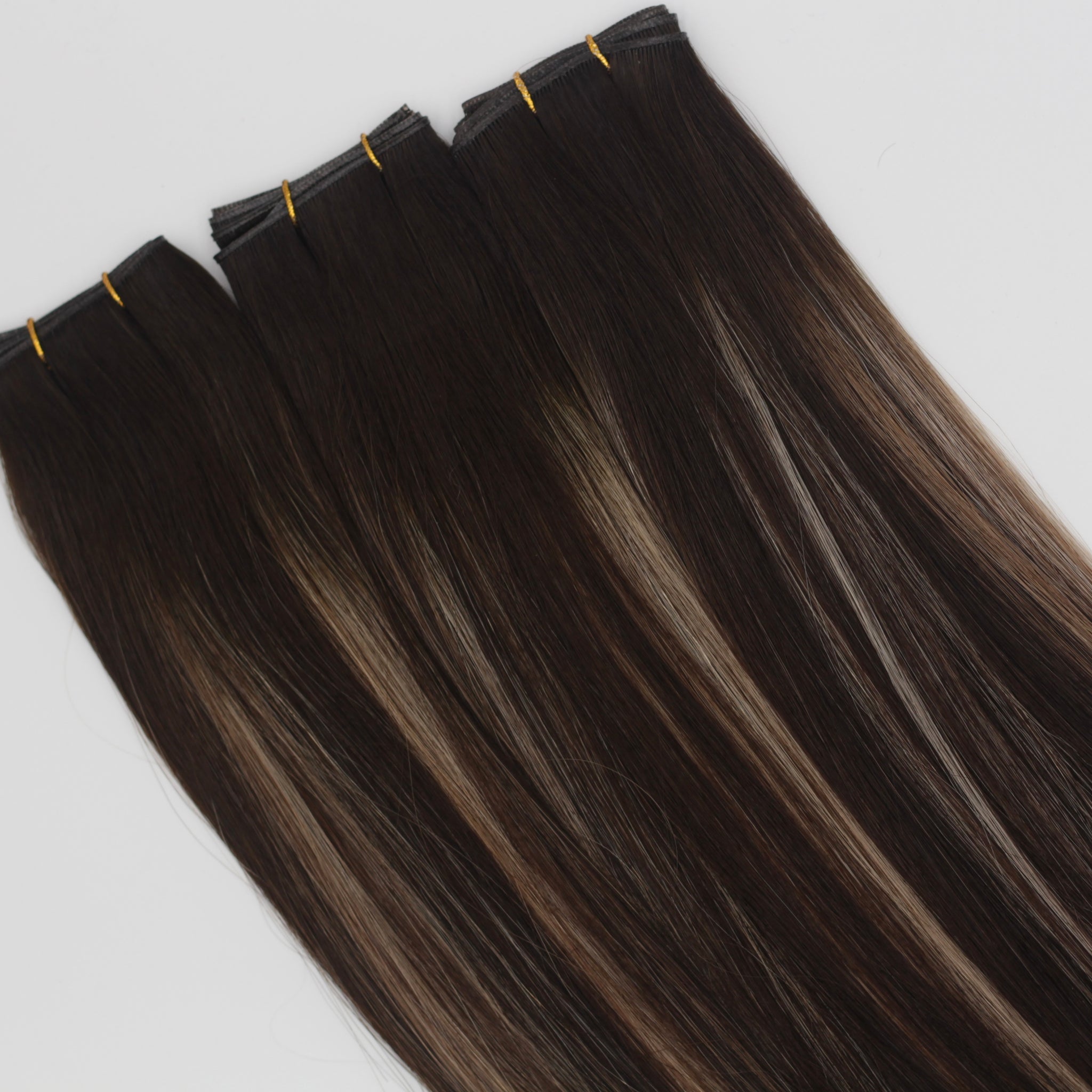 Rooted Smoke Brown Piano - Keratin Flat Tips (Half Pack)